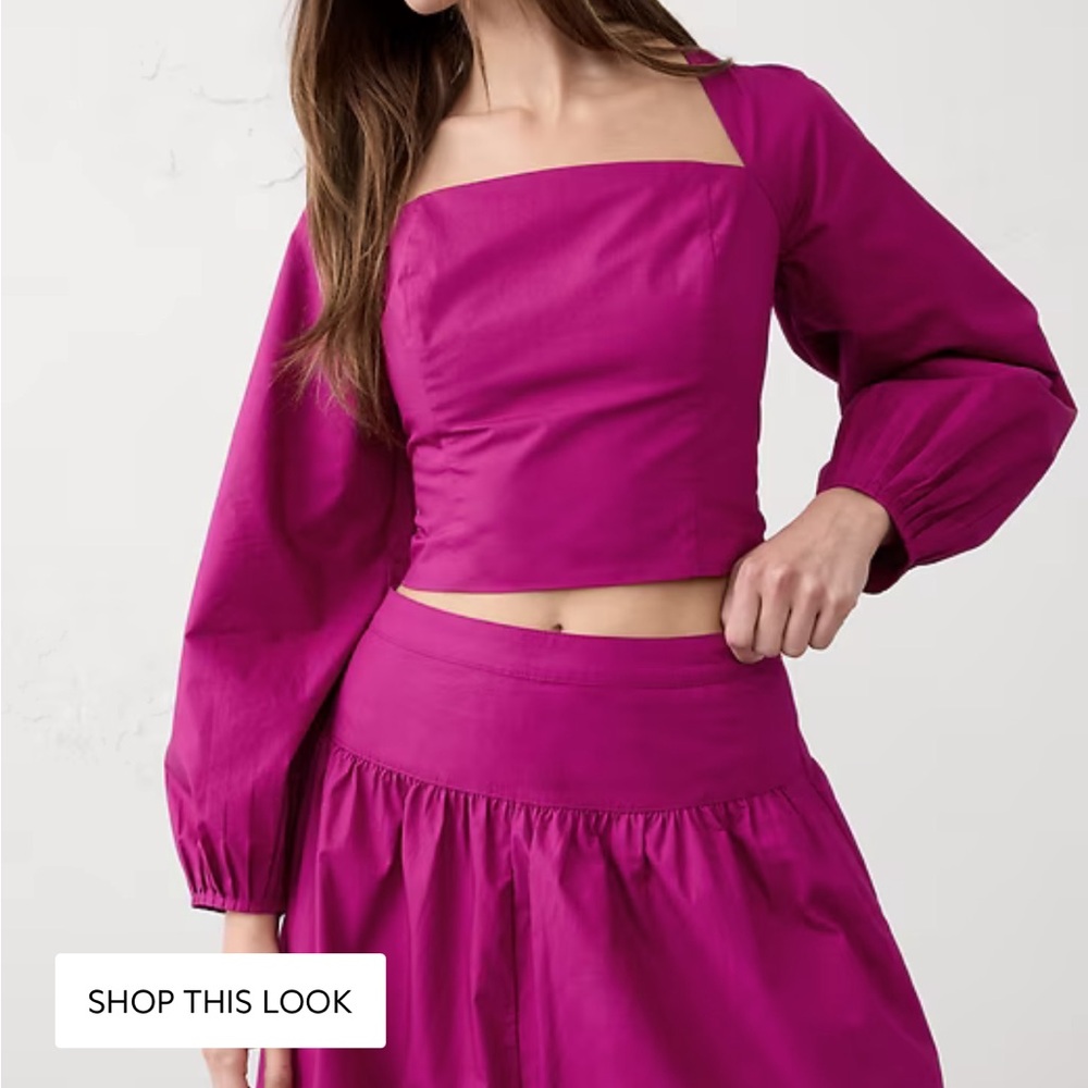 Square-neck poplin top